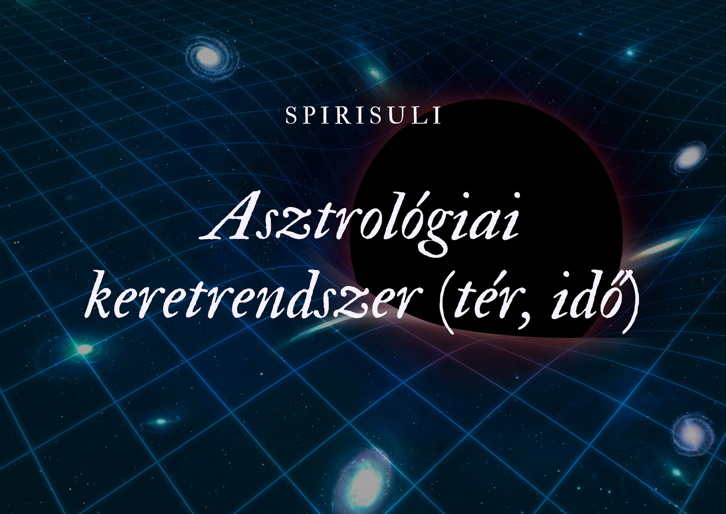 A digital book cover with an abstract, cosmic design featuring stars and planets, and the title 'Asztrológi Keretrendszer (tér, í)' which translates to 'Astrological Core (Time, Space)'. The author's name 'SpiriSuli' is visible at the top.