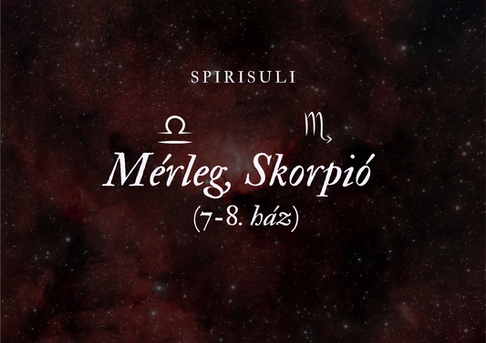 Album cover featuring the text 'SpiriSuli' and 'Merleg, Skorpión' with a background image of a starry night sky.