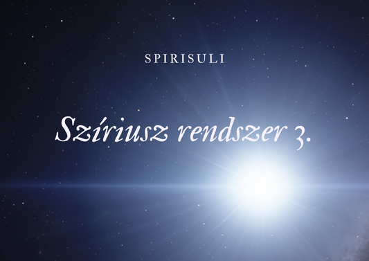 A promotional image featuring the title 'Szíriusz rendszer 3.' with a background of a starry night sky, indicating a space-themed video product.